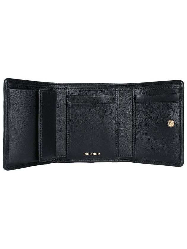 Matelasse Logo Nappa Leather Half Wallet Black - MIU MIU - BALAAN 5