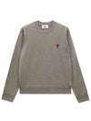 Heart Embroidered Logo Crew Neck Knit Top Beige - AMI - BALAAN 2