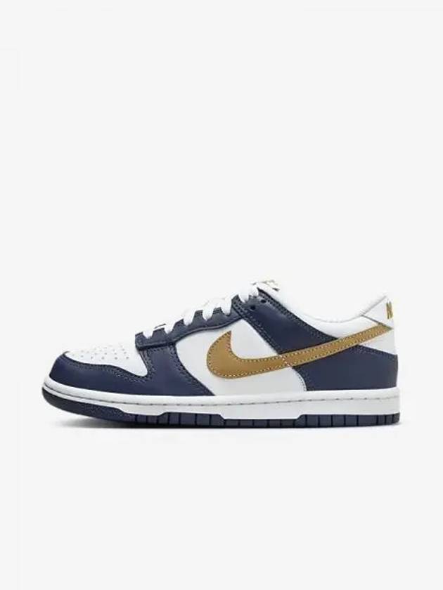 Dunk Low Junior Sneakers White Midnight Navy Wheat FB9109 111 708952 - NIKE - BALAAN 1