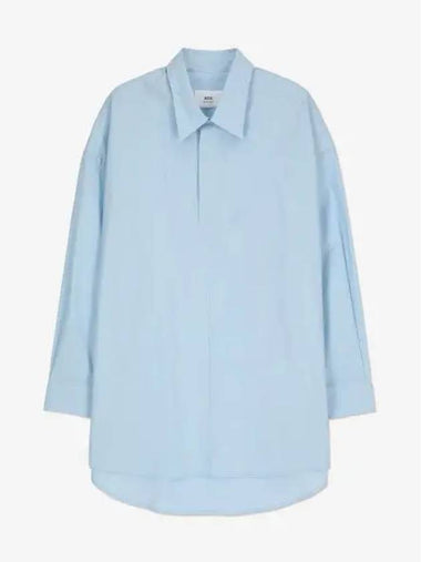 Oversized Curve Hem Shirt Blue FDR108CO0014450 - AMI - BALAAN 1