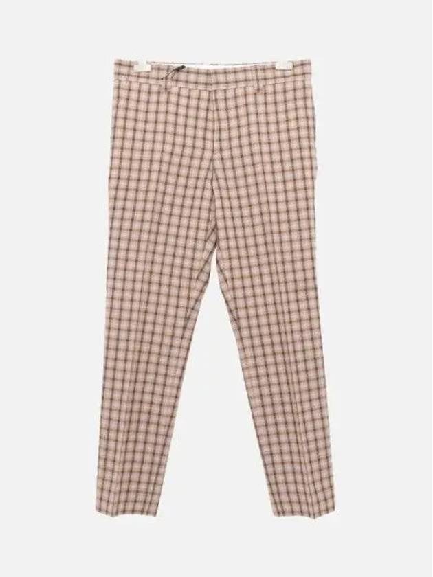 Men's Gingham Check Wool Straight Pants Beige Brown - BURBERRY - BALAAN 2