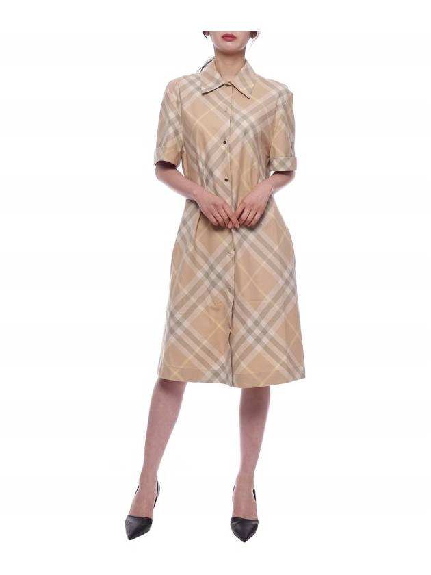 Check Cotton Midi Dress Beige - BURBERRY - BALAAN 4