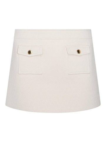 Bandeau Boutis Cotton A-Line Skirt Creme - CELINE - BALAAN 1