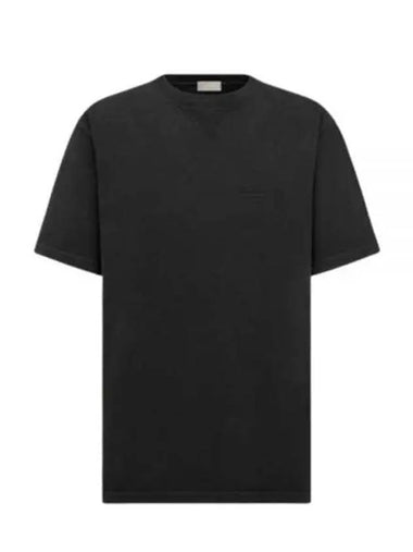 Embroidered Logo Short Sleeve T-shirt Black - DIOR - BALAAN 1