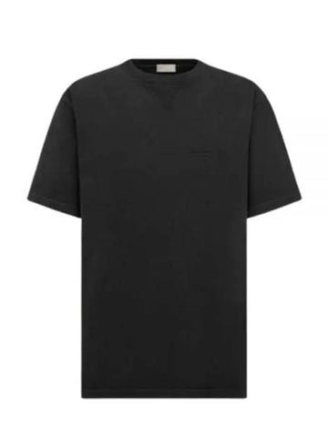 Embroidered Logo Short Sleeve T-shirt Black - DIOR - BALAAN 1