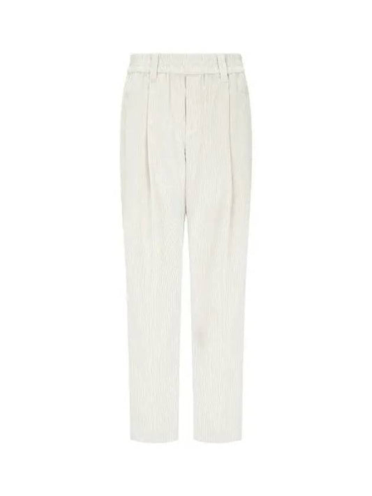 Women s One Tuck Corduroy Banding Pants Ecru 270215 - BRUNELLO CUCINELLI - BALAAN 1