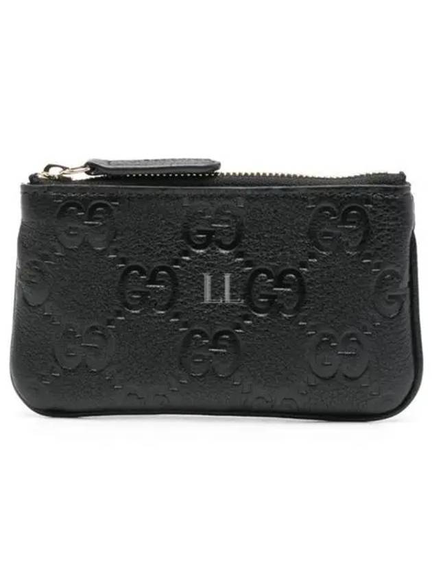 GG Emblem Leather Card Wallet Black - GUCCI - BALAAN 2