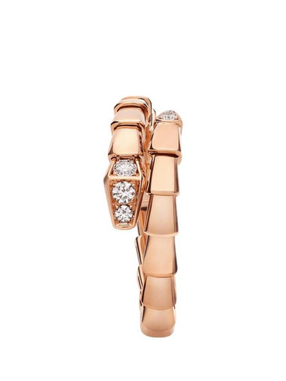 Serpenti Viper ring in 18kt rose gold set with diamonds demi pave 360459 - BVLGARI - BALAAN 2