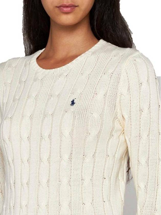 Embroidered Logo Pony Cable Knit Top Cream - POLO RALPH LAUREN - BALAAN 6