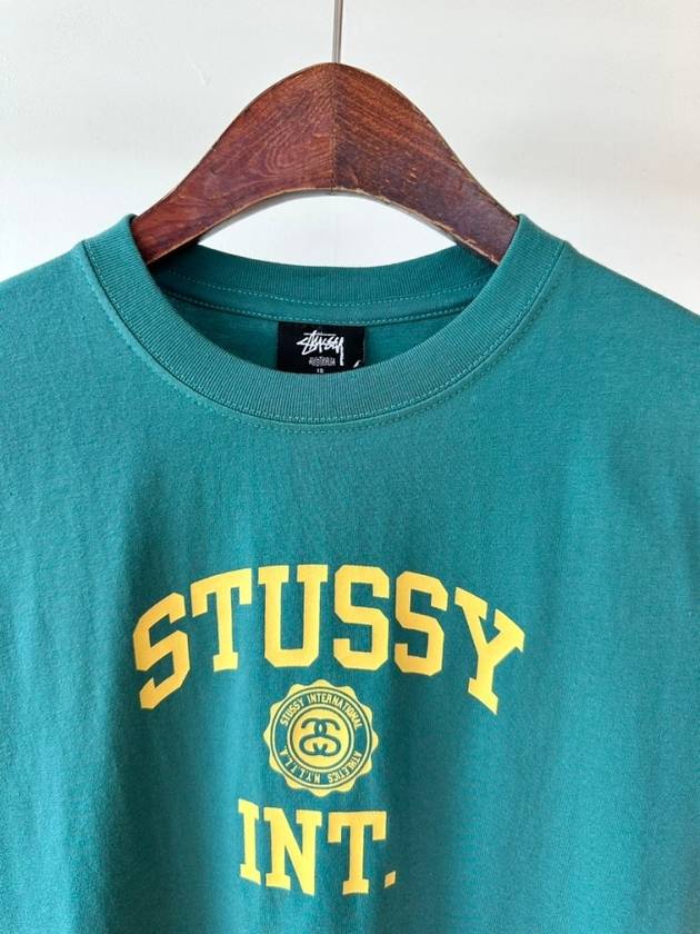 Women's Slim Crop Short Sleeve T-Shirt Green - STUSSY - BALAAN 4