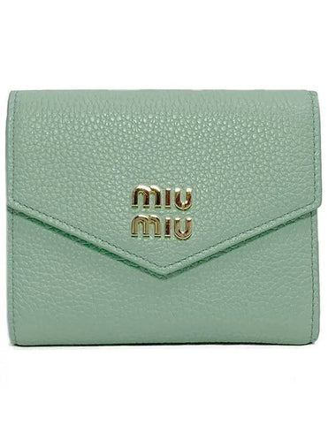 Envelope Leather Half Wallet Green - MIU MIU - BALAAN 1