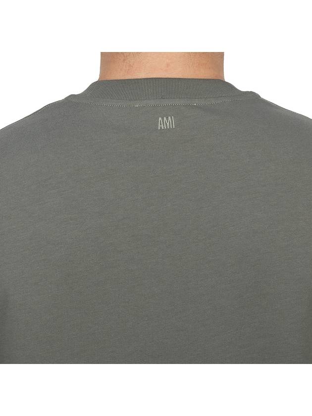 Logo Cotton Short Sleeve T-Shirt Grey - AMI - BALAAN 7