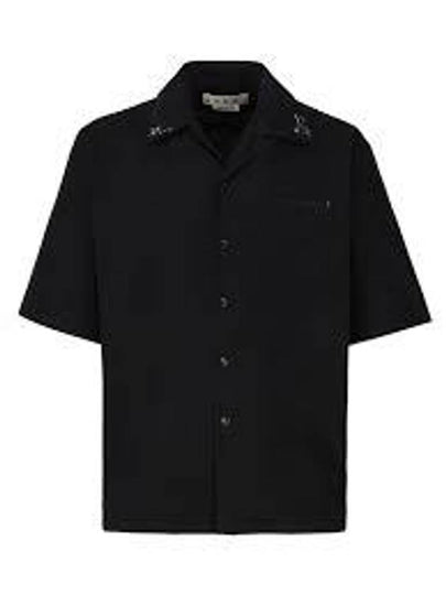 Embroidery Cotton Short Sleeve Shirt Black - MARNI - BALAAN 2