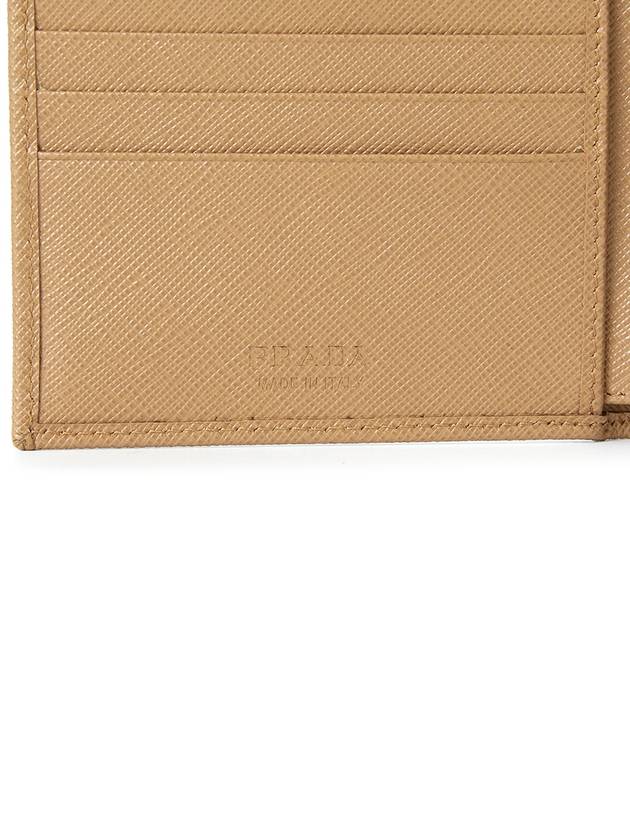 Triangle Logo Saffiano Half Wallet Caramel - PRADA - BALAAN 8