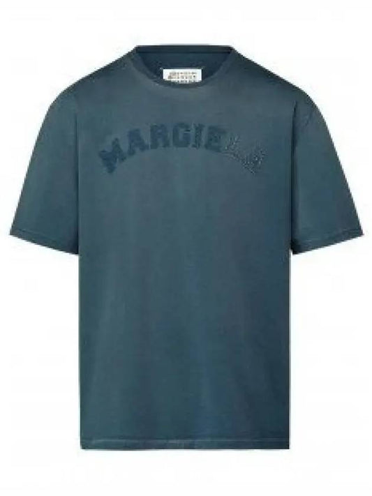 Logo Heavy Jersey Short Sleeve T-Shirt Blue - MAISON MARGIELA - BALAAN 2