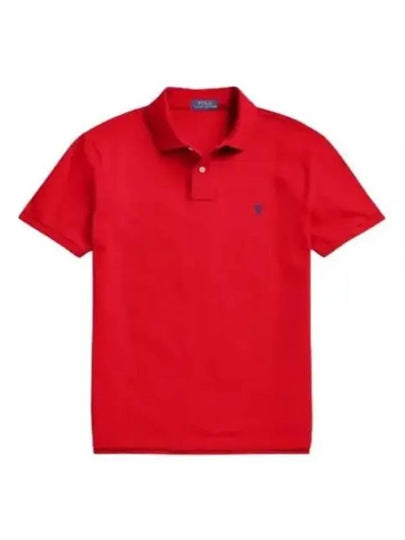 Iconic Mesh Slim Fit Polo Shirt Red - POLO RALPH LAUREN - BALAAN 2