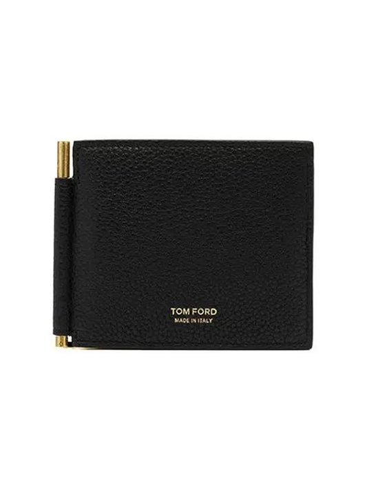 Calfskin Logo Money Clip Half Wallet Black - TOM FORD - BALAAN 2