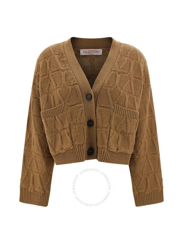 Valentino Ladies Cammello Toile Iconographe Cardigan, Size Medium - VALENTINO - BALAAN 1