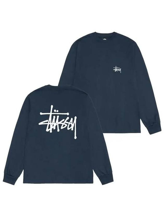 Basic Long Sleeve T-Shirt Navy - STUSSY - BALAAN 2