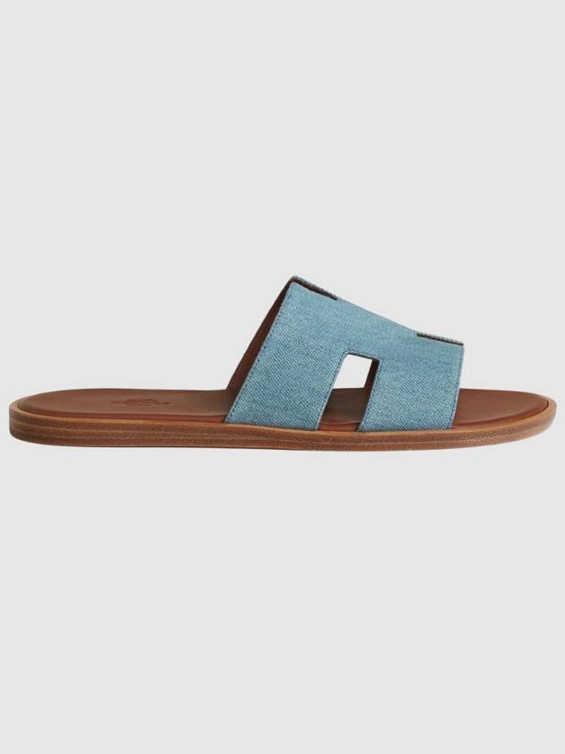 Men's Izmir Sandals Calfskin Denim Brown Twotone - HERMES - BALAAN 7