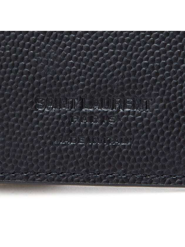 Textured Classic Leather Money Clip Half Wallet Black - SAINT LAURENT - BALAAN 9