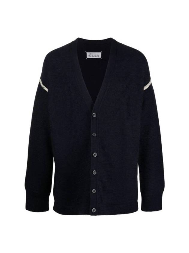 Elbow Patch Wool Cardigan Navy - MAISON MARGIELA - BALAAN 1