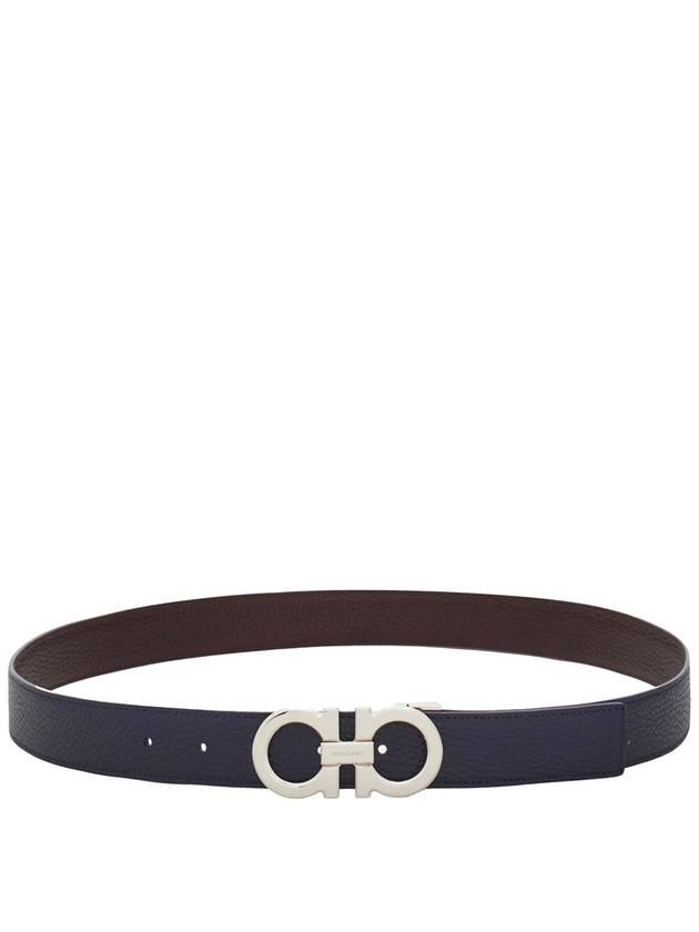 Gancini Reversible Leather Belt Midnight Blue Burgundy - SALVATORE FERRAGAMO - BALAAN 2