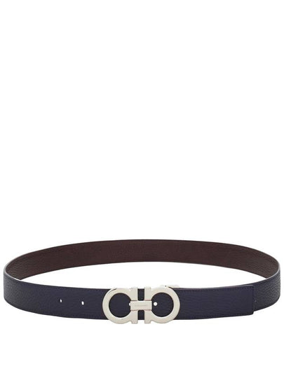 Gancini Reversible Leather Belt Midnight Blue Burgundy - SALVATORE FERRAGAMO - BALAAN 2