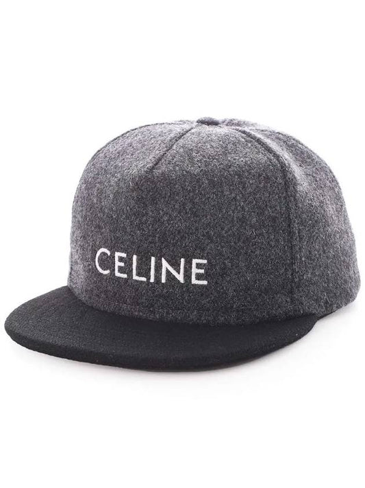 Embroidered Logo Wool Ball Cap Grey - CELINE - BALAAN 2