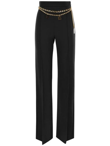 Stretch crepe palazzo trousers with belt - ELISABETTA FRANCHI - BALAAN 1