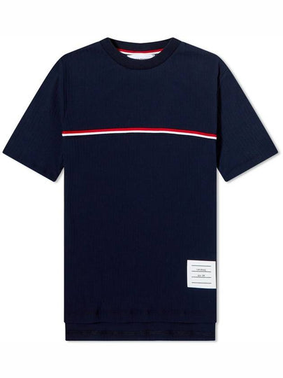 Women's High Twist Rip Stripe Short Sleeve T-Shirt Navy - THOM BROWNE - BALAAN 2