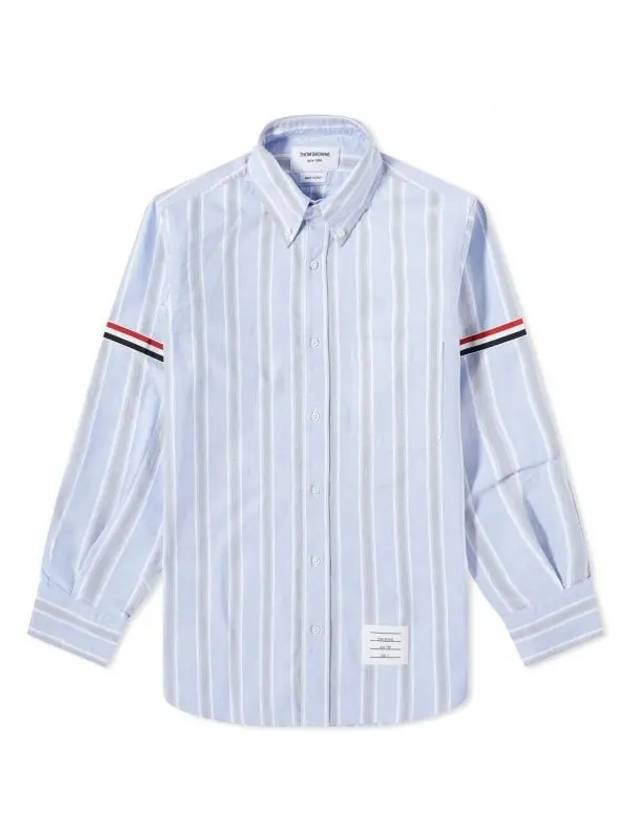 Stripe Oxford Armband Long Sleeve Shirt Light Blue - THOM BROWNE - BALAAN 1