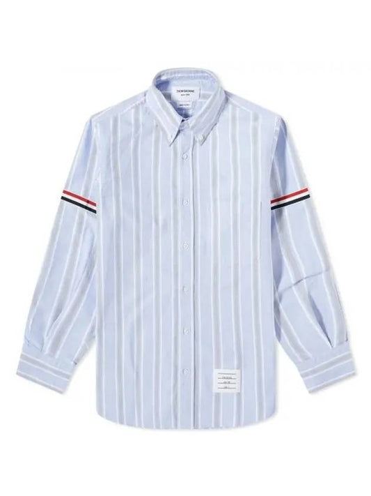 Stripe Oxford Armband Long Sleeve Shirt Light Blue - THOM BROWNE - BALAAN 1