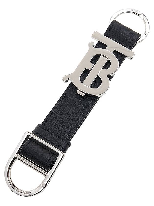 Monogram Motif Grainy Leather Key Holder Black - BURBERRY - BALAAN 10