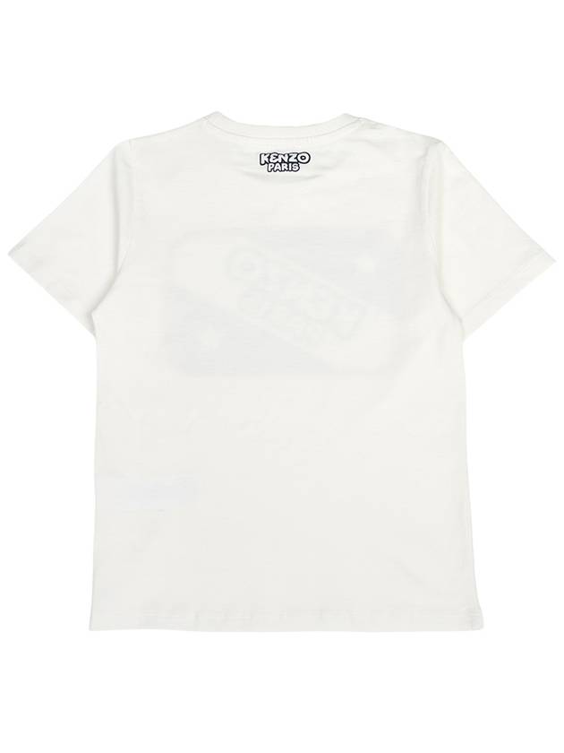 Kids Logo Print Short Sleeve T-Shirt White - KENZO - BALAAN 3