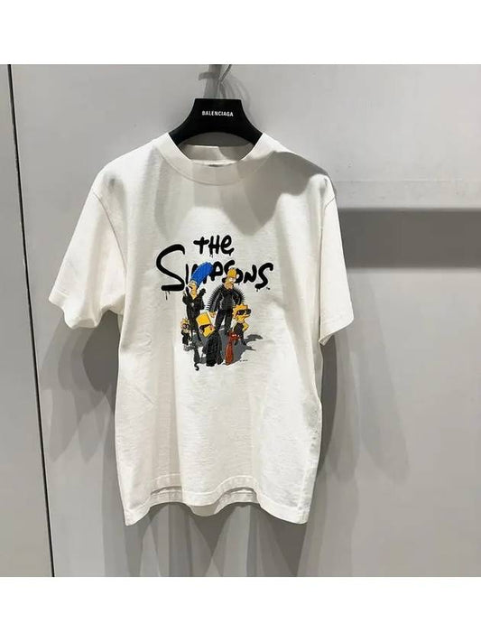 Women's The Simpsons Printing Small Fit Short Sleeve T-Shirt White - BALENCIAGA - BALAAN 2