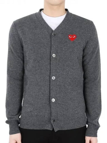 Men s Red Heart Wappen Cardigan Melange Gray P1 N008 MED 271827 1064796 - COMME DES GARCONS - BALAAN 1