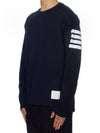 4-Bar Striped Cotton Long Sleeve T-Shirt Navy - THOM BROWNE - BALAAN 4