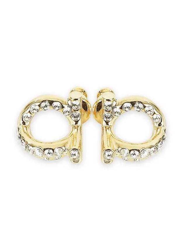 Gancini 3D Crystal Earrings Gold - SALVATORE FERRAGAMO - BALAAN 3