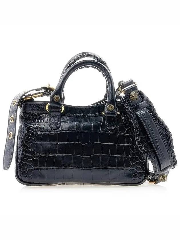 Neo Cagole Small Crocodile Embossed Leather Tote Bag Black - BALENCIAGA - BALAAN 3