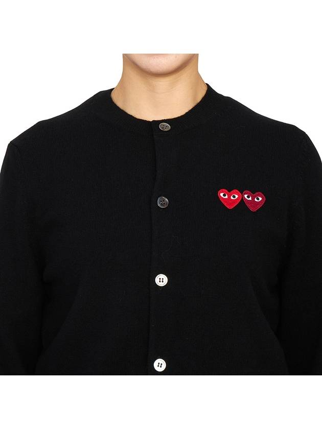 Double Heart Wappen Cardigan Black - COMME DES GARCONS PLAY - BALAAN 7