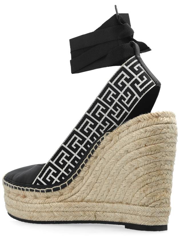 Balmain Wedge Sandals Alex Monogram, Women's, Black - BALMAIN - BALAAN 5