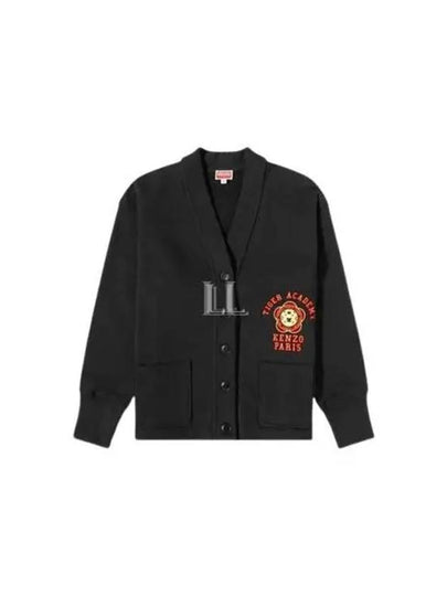 Varsity Graphic Molleton Cotton Cardigan Black - KENZO - BALAAN 2