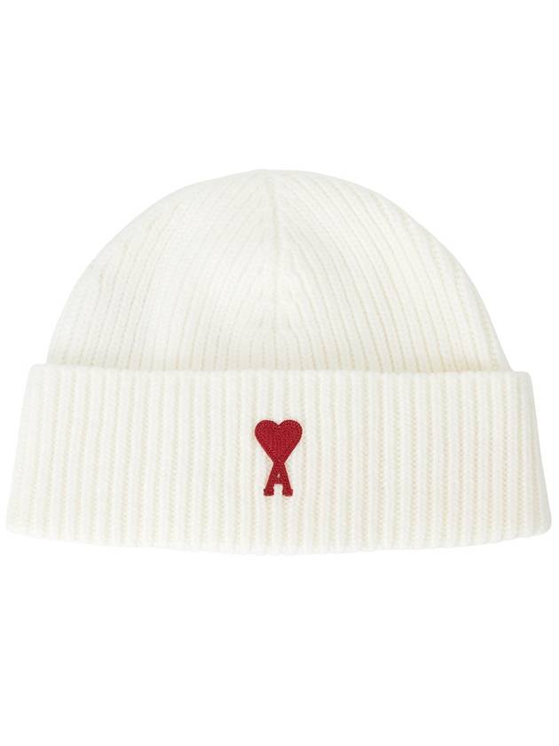 Logo Patch Merano Wool Beanie Off White - AMI - BALAAN 2