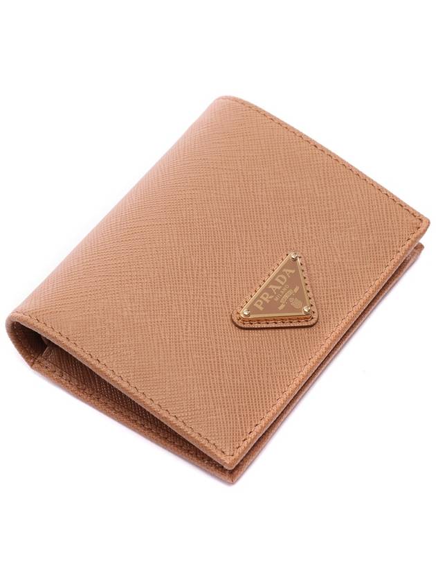 Gold Hardware Triangle Logo Saffiano Half Wallet Natural - PRADA - BALAAN 6