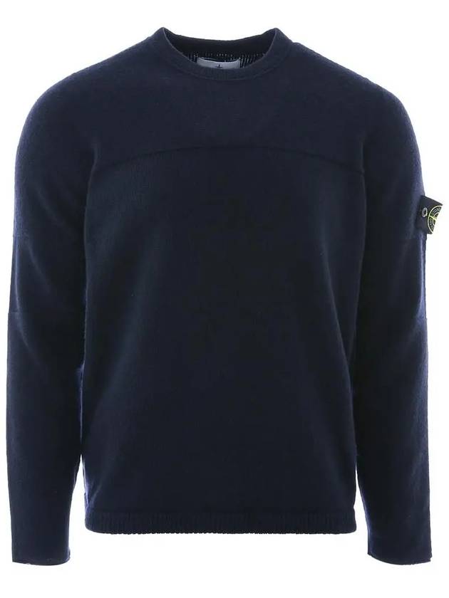 Crew Neck Wool Knit Top Navy - STONE ISLAND - BALAAN 3