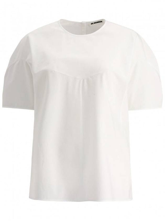 Poplin Cotton Short Sleeve T-Shirt White - JIL SANDER - BALAAN 1