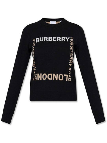 Horseferry Square Wool Blend Jacquard Knit Top Black - BURBERRY - BALAAN 1