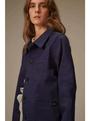 LE MONT ST MICHEL Women cotton twill Work Jacket Navy - LE MONDE BERYL - BALAAN 1