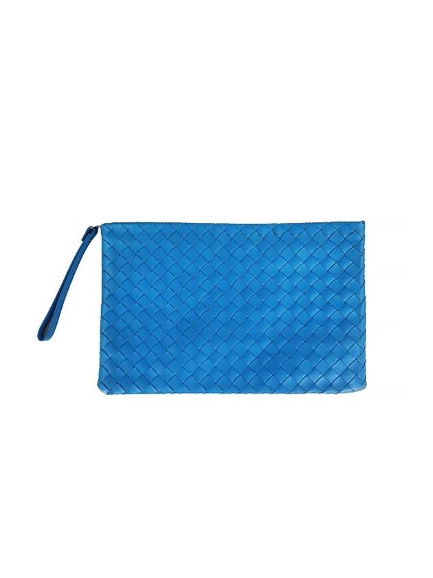 Intrecciato Large Clutch Bag Blue - BOTTEGA VENETA - BALAAN 1